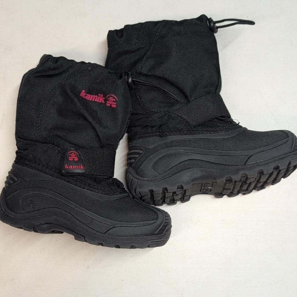 Kamik Kids Black Winter Snow Boots with Pink Logo